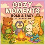 Cozy Moments: Bold & Cute Animal Coloring Book for Adults and Teens with Easy Daily Scenes for Stress Relief and Relaxation
