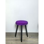 Cozy Peluş Puf Dekoratif Ahşap 3 Siyah Ayaklı Tabure Şık Konforlu Yumuşacık Modern ve Rahat Oturak - 30x43cm