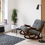 COZY SALLANAN SANDALYE & DİNLENME KOLTUĞU & BERJER & TV KOLTUĞU (Siyah Kazayağı Desenli - Ceviz)