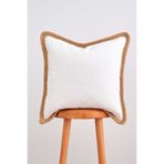 Cozy & Soft Hasır Kenarlı Beyaz Pamuk Keten Kırlent Kılıfı 50x50 Cm
