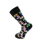 Cozzy Socks Çok Renkli Flamingo Desenli Siyah Soket Çorap