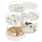 Cq acrylic Mücevher Organizatörü,Kadınlar için Küçük Mücevher Saklama Kutusu Küpe Tutacağı,Bilezikler Yüzükler Bilezikler için Kapaklı 5 Katmanlı Döner Seyahat Takı Tepsi Kılıfı