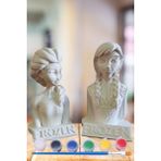 Craft 3D Atölye Elsa ve Anna (Karlar Kraliçesi) %100 Beton Biblo Çocuk Boyama Etkinliği Hediye Paketi Ile Beraber
