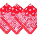 CRAFT KALA 3 Paket Saf Pamuk Şal Desenli Bandanalar Kare Eşarp Şapkalar, Kırmızı, 20x20 inches