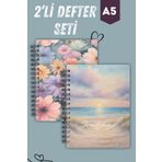 Craft Spiralli Defter -| 2 Adet | Çizgisiz | A5 | Çelik Spiral | 90 Sayfa | Sert Karton Kapak