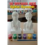 Craft3D Atölye Elsa ve Anna (Karlar Kraliçesi) %100 Beton Biblo Çocuk Boyama Etkinliği HEDİYE PAKETİ İLE BERABER