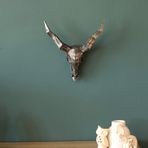 Craftcolic - Custom Skull, 3 Boyutlu Metal Eskitme Bufalo Kuru Kafası Figürü Duvar Dekoru, Duvar Dekorasyon Ürünü, İskandinav Tarz