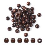 Craftdady 100 Adet Barrel Ahşap Ara Boncuk 12 mm Büyük Delikli Avrupa Boncuklar Ekmek Örgülü Saç DIY Takı Makrame El İşi Kahverengi Delik: 5~6 mm