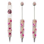 Craftdady 2 adet Bling Siyah Mürekkep Kalem Yapay Elmas Kalp Tükenmez Kalem Sevimli Kendin Yap Kişiselleştirilmiş Kalemler Işıltılı Kristal Boncuklu Kalem Dekorasyon 145 mm Ofis Okul Öğrencileri için