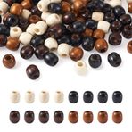 Craftdady 200 Adet Büyük Delikli Namlu Ahşap Avrupa Ara Boncuk 4 Renk Oval Ahşap Dreadlock Saç Örgü Boncuklar Makrome Tespih Takı El Sanatları Yapımı Delik: 8 mm