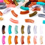 Craftdady 30 adet kavisli akrilik boncuk, gevşek imitasyon taş, kaba boru boncuklar, iki renkli, makarna borusu mesafe tutucu, takı yapımı için boncuklar, kendin yap, bileklik, el işi