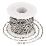 Craftdady 32,8 Feet Paslanmaz Çelik Düz Oval Kablo Zinciri Makaralı Lehimli Rolo Bağlantı Kolye Zinciri 4x3x0,8 mm Bilezik Takı Yapımı için