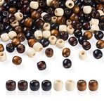 Craftdady 400 Adet Büyük Delikli Ahşap Boncuklar Dreadlock Saç Örgü Boncuklar 4 Renk Oval Namlu Avrupa Ahşap Ara Parçaları, Makrome Bilezik Yapımı Deliği Yapmak için 3~5 mm