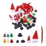 Craftdady Mini Noel şapkaları, şallar ve renkli örgü ipliği, şapka ve plaklar, el işi işleri için siyah şapkalar, sanat, bebek, kardan adam, ağaç, şarap şişesi dekorasyonu, 120 adet