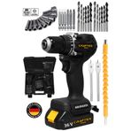 Crafter Tools Germany 36 V 5 Ah Çift Batarya Kömürsüz Motor 10 mm Çelik Mandren Akülü Vidalama Şarjlı Matkap