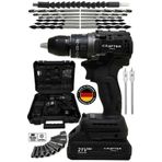 CRAFTERTOOLS 21v Kömürsüz Motor Çelik Mandren Akülü Vidalama Darbeli Şarjlı Matkap Seti Siyah Alt103