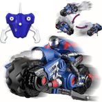 Craftivio 1:10 Uzaktan Kumandalı Rc Drift Akrobasi Motorsikleti - 360 Derece Dönüş - Işıklı - 2.4 Ghz - Mavi