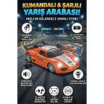 Craftivio 1:12 Ölçek Uzaktan Kumandalı Şarjlı Drift Arabası - Büyük Boy Işıklı ve Sesli Yarış Arabası - Turuncu - Beyaz