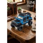 Craftivio 1:24 Ölçek Metal Off-Road Jeep Mavi - Sesli Işıklı Çek Bırak Kapıları Açılan Oyuncak Arazi Aracı - Renkli