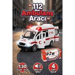 craftivio 1:30 Metal Çek Bırak Ambulans Sesli Işıklı 4 Kapısı Açılan Oyuncak Model Araba 14cm