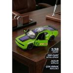 Craftivio 1:38 Ölçek Dodge Challenger Demon Metal Oyuncak Araba - Çek Bırak Açılır Kapılı Yeşil