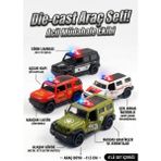 Craftivio 4'lü Die-Cast Metal Oyuncak Araba Seti - Sesli Işıklı Çek Bırak Itfaiye Polis Ambulans Askeri Araç