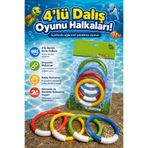 craftivio 4'lü Renkli Su Altı Dalış Halkası Seti - Havuz ve Deniz Oyunu Yüzme Eğitim Oyuncağı