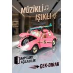 Craftivio Büyük Boy Metal Çek Bırak Vosvos Oyuncak Araba - Sesli Işıklı Kapıları Açılan Nostaljik Model - Renkli