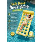 craftivio Desenli Delikli Şişme Deniz Yatağı Yastıklı Konforlu Havuz Yatağı Yetişkin 180x82 cm