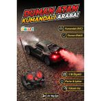 Craftivio Duman Atan Kumandalı Araba 1:18 Ölçekli Yarış Arabası Işıklı R/c Oyuncak - Siyah - Yeşil