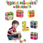 Craftivio Eğitici Manyetik Küpler - Mıknatıslı Zeka Blokları - 4 Parça Meyve Temalı 3 Boyutlu Puzzle - Çok Renkli