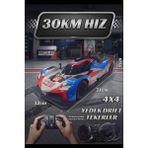 Craftivio Fırtına Yarışçı Öfkeli 1/16 Ölçek Şarjlı Kumandalı Drift Yarış Arabası (4x4, 30KM/S Hız, LED Işıklı) - Kırmızı - Mavi