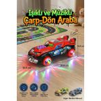 craftivio Işıklı ve Müzikli Şeffaf Dişli Oyuncak Araba 360 Derece Dönen Çarp Dön Hareketli Araba Kırmızı