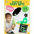 Craftivio Karanlıkta Parlayan Fosforlu Manyetik Yapı Blokları - 14 Parça Mıknatıslı Eğitici Zeka Oyunu Seti