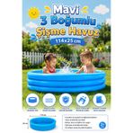 craftivio Mavi 3 Boğumlu Şişme Çocuk Havuzu 114x25 cm Balkon Bahçe Bebek Havuzu 2+ Yaş