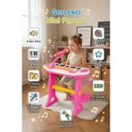 craftivio Mikrofonlu Tabureli Çocuk Piyano Org Seti - 31 Tuşlu Işıklı Sesli Eğitici Müzik Aleti Oyuncağı