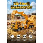 craftivio Oyuncak Sarı Kepçe Ekskavatör - Sürtmeli Hareketli İnşaat Kamyonu İş Makinesi (17 cm)