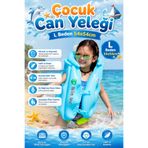 craftivio Şişme Çocuk Can Yeleği L Beden 54x54 cm 3-8 Yaş Baş Destekli Deniz ve Havuz Yüzme Yeleği
