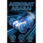 Craftivio Uzaktan Kumandalı Şarjlı Buharlı Akrobat Araba 360 Derece Dönen Işıklı Müzikli 4x4 Drift - Mavi