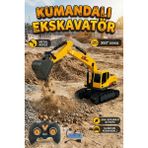 Craftivio Uzaktan Kumandalı Şarjlı Metal Kepçeli 360° Dönen Rc Ekskavatör Iş Makinesi Oyuncak - Sarı - Renkli