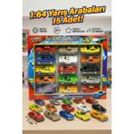 Craftivio Vardem 15'li Metal Model Araba Seti 1:64 Ölçek Die-Cast Yarış Arabaları - 7 cm