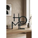 craftopya Dekoratif Home Yazılı Biblo - Modern Ev ve Ofis Masaüstü Aksesuar Obje 15x15x1,5 cm Siyah - Beyaz - Ahşap