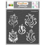 CrafTreat Ahşap, Duvar, Fayans, Kanvas, Kağıt, Kumaş ve Zemin Üzerine Boyama için Hint Şablonları - Ganeshas Şablonu - 15 x 15 cm - Yeniden Kullanılabilir Kendin Yap Sanat ve El İşi Şablonları - Hint Fil Tanrısı