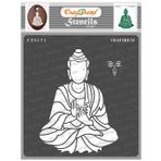CrafTreat El Sanatları için Buda Şablonları Yeniden Kullanılabilir Vintage - Oturan Buda - Boyut: 15,5 x 15,5 cm - Beton, Tuval, Kumaş, Ahşap ve Duvar Üzerine Boyama için Buda Şablonları - Boyama için