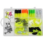 Crappie Magnet Fin Commander Slab Kıvırcık 86 Parça Kiti, Tava Balığı, Levrek ve Alabalık için Harika, 32 Plaka Kıvırcık, 40 Crappie Mıknatısı, 10 Çift Çapraz Jig Başlığı ve 4 Fin Spin Jig Başlığı