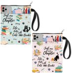 craspire 2 adet kedi kitap kılıfı, fermuarlı, kafe, sert kapak, ek cep, pembe, cep kitapları, çift taraflı baskı, yıkanabilir kumaş, su geçirmez, kitaplık koruması, günlük için