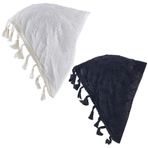 craspire 2 Adet Tığ Bandana Dantelli Beyaz ve Siyah Saç Bandanası Boyun Eşarp Oyulmuş Baş Örtüsü Alın Bandı Vintage Boho Saç Şalı Kadın Baş Örtüsü Püsküllü Türban