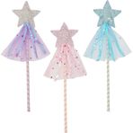 CRASPIRE 3 adet 3 renk Glitter peri değnek yıldız prenses değnek renkli Polyester pullu sihirli serpin ışık Up melek peri değnekleri dekorasyon doğum günü için giyinmek rol yapma parti iyilik kadınlar