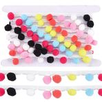 CRASPIRE 5.4 Metre Pompom Top Saçak Trim Şerit Polyester 0.78 inç Püskül Dantel Renkli Kumaş Asılı El Sanatları Örgü Dikiş Aksesuarları Seti DIY Ev Perdesi Parti Giysileri Yastık Dekorasyonu için