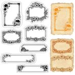 CRASPIRE Çerçeve kauçuk pullar etiket şeffaf pullar Retro çiçek çerçeveleri Vintage şeffaf damga mühürler yaprak DIY yapımı için el yapımı günlük kartı koleksiyon defteri fotoğraf albümü defter